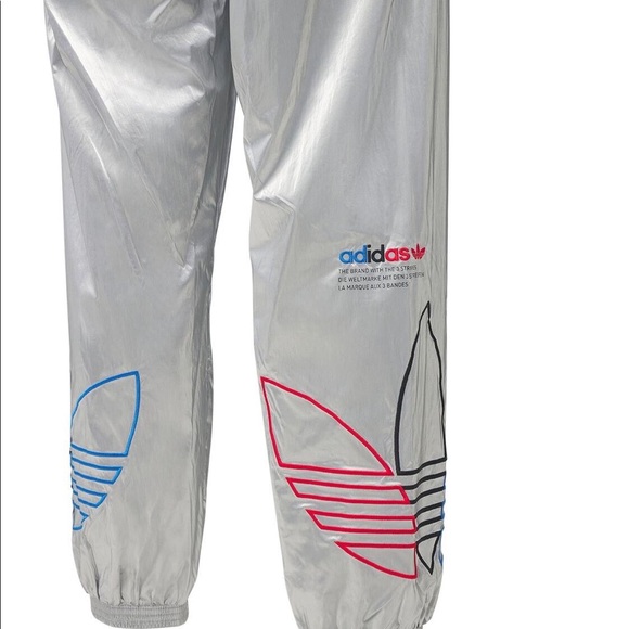 Adidas Mens tricolor trefoil silver track pants - Picture 2 of 3